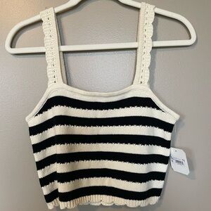 Altar'd State Black and White Striped Knit Top